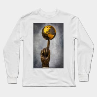 Globe Balenced On A Finger Long Sleeve T-Shirt